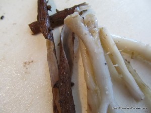 Peels separated from roots using boiling method