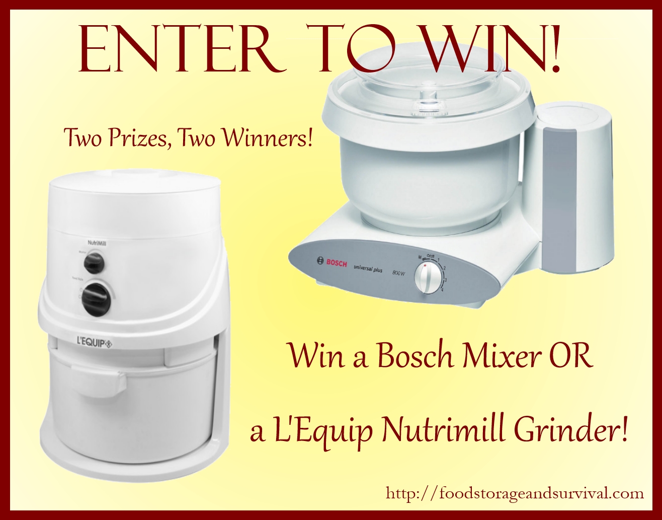 Bosch Mixer and L’Equip Nutrimill Grinder Giveaway!