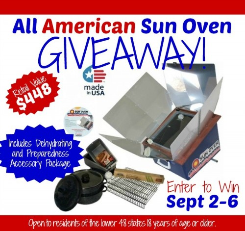Win an All American Sun Oven! 9/2/14-9/6/14
