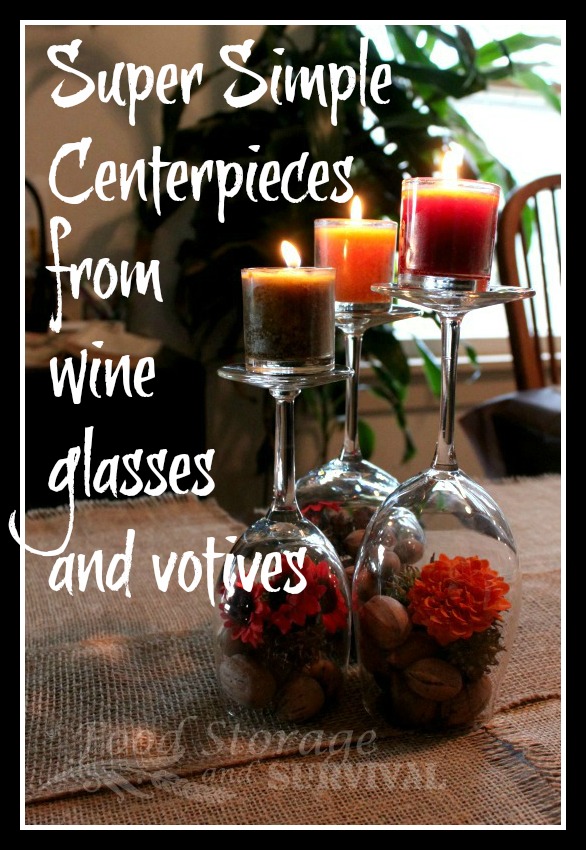 Quick and Easy Centerpieces from Wine Glasses and Votive Candles